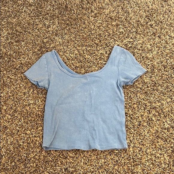 Wild Fable Light Blue Ribbed Crop Top - Picture 1 of 3